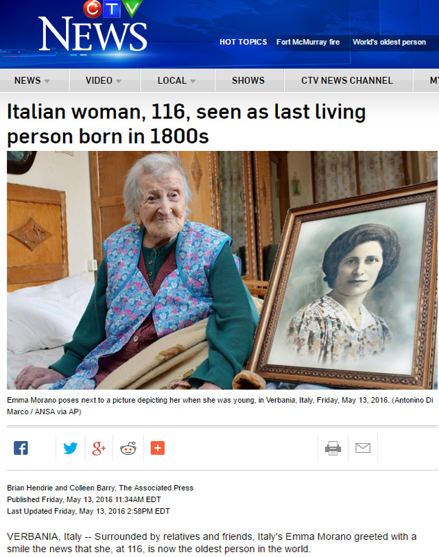 New Day: La donna pi&249; longeva al mondo non &232; italiana, ma russa (FOTO)