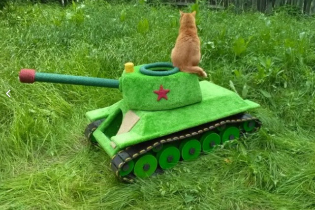 New Day: Un siberiano costruisce una casa per gatto a forma di carro armato T-34 (FOTO)