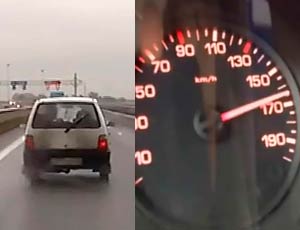 Una bionda su un'utilitaria russa ha spopolato in rete (FOTO, VIDEO) / La conducente ha lanciato la minicar a 170 km/h scansando un SUV