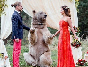 Matrimonio alla russa: la cerimonia nuziale è stata celebrata da un orso (FOTO)